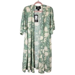 Modcloth × Collectif Sabina Sea Lily Green Floral Maxi Kimono